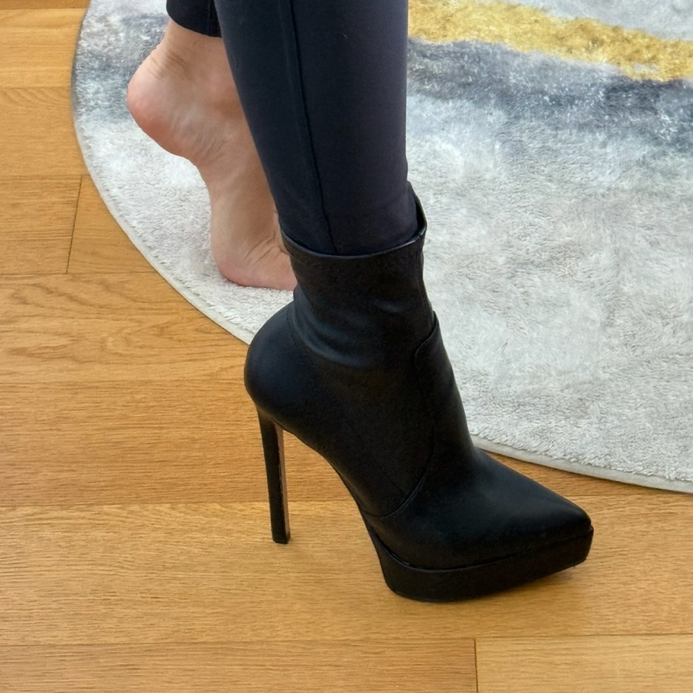 Aldo Sleek Black Heeled Boots